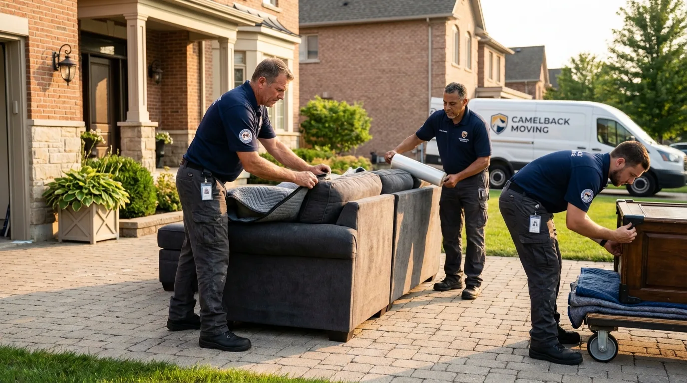 Large estate moving crew wrapping furniture in Molalla, OR